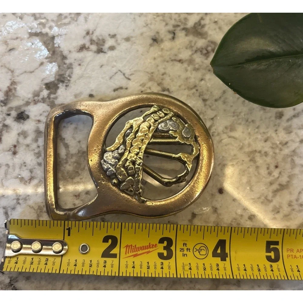 The Master Works Belt Buckle Brutalist‎ Vintage 1970s Brass Mixed Metals fashion